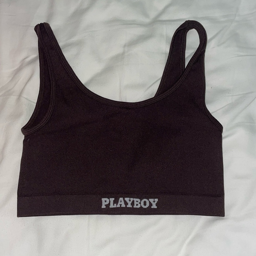 Playboy crop top and biker shorts set